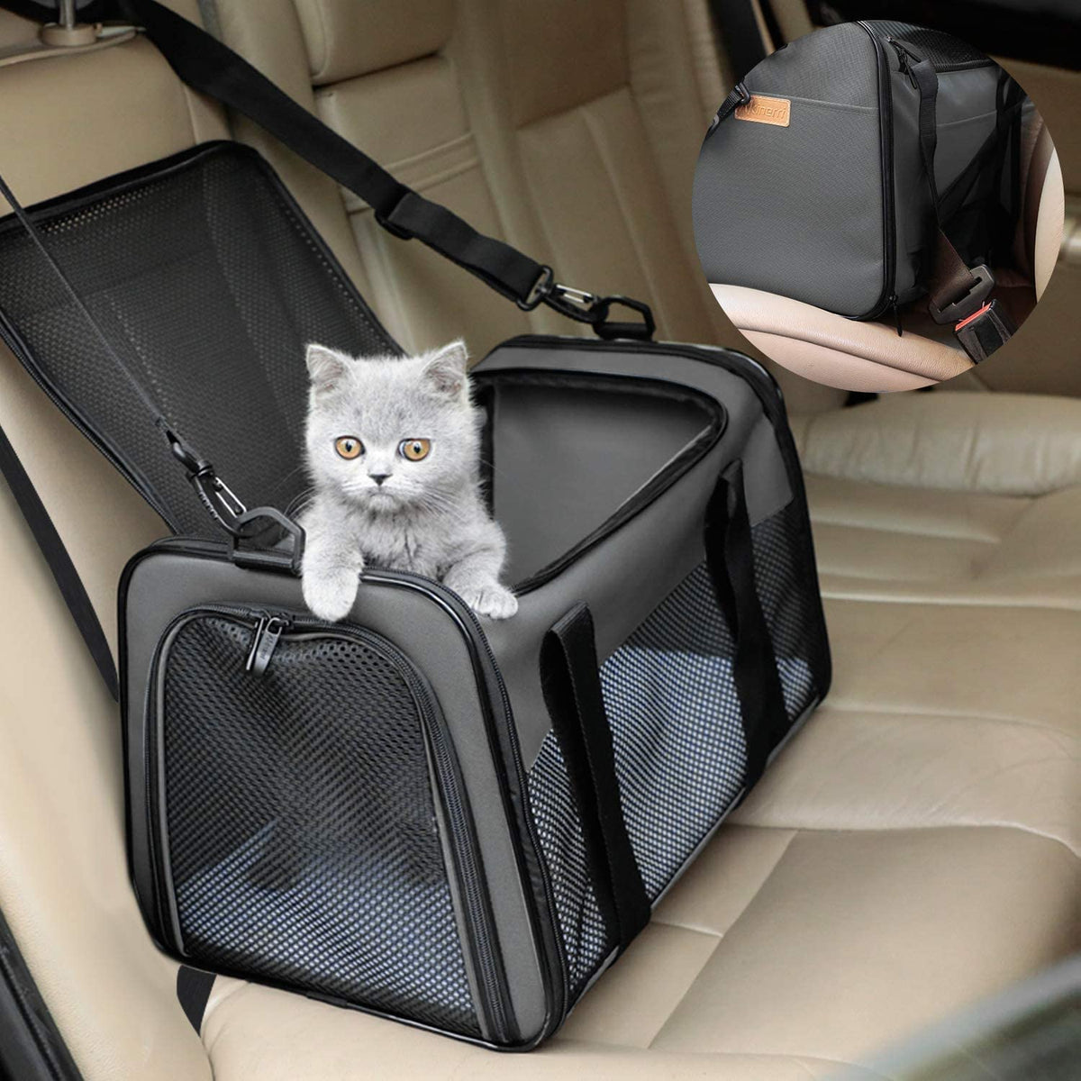 Portable Foldable Cat and Dog Carrier - Soft-Sided Pet Travel Bag for Pets up to 22 lbs, Airline Approved